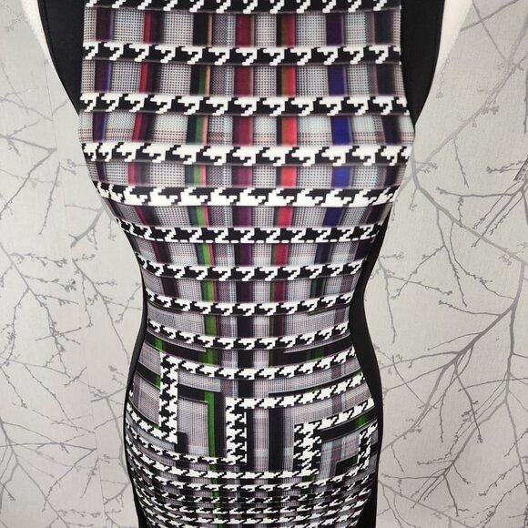 Clover Canyon Houndstooth Trinity Print Stretch Neoprene Sheath Dress - Picture 3 of 7
